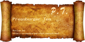 Pressburger Tea névjegykártya